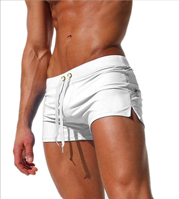 Men's boxer-style beach shorts and swim trunks