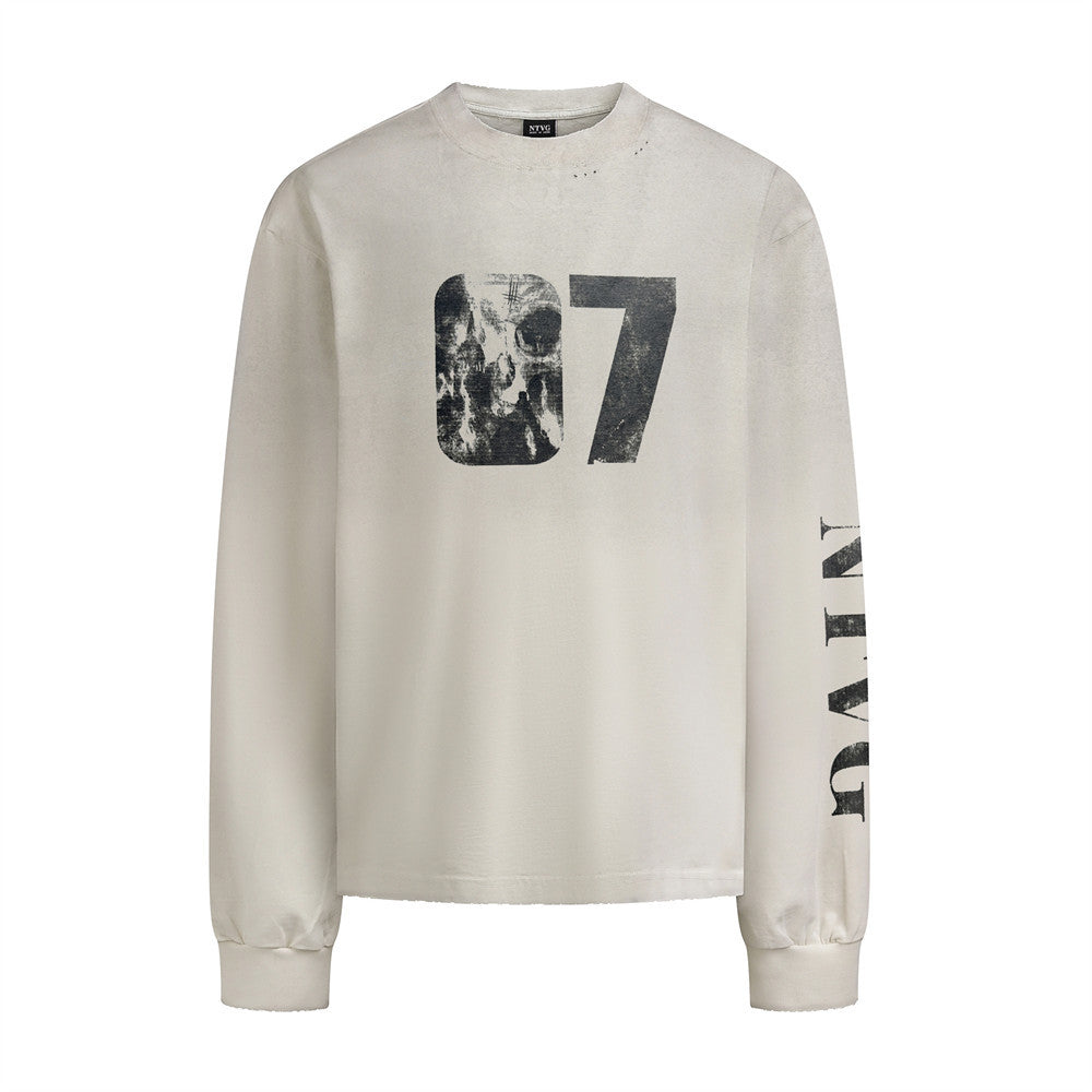 Men's Retro Lettering Print Long-Sleeved T-Shirt