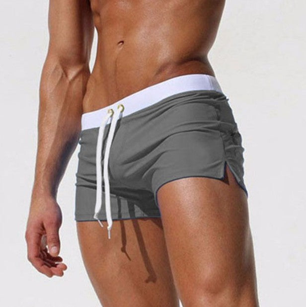 Men's boxer-style beach shorts and swim trunks