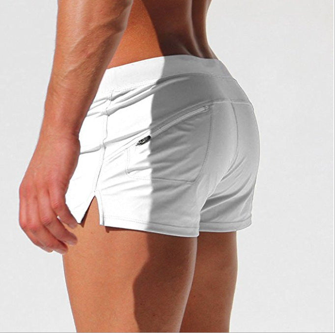 Men's boxer-style beach shorts and swim trunks