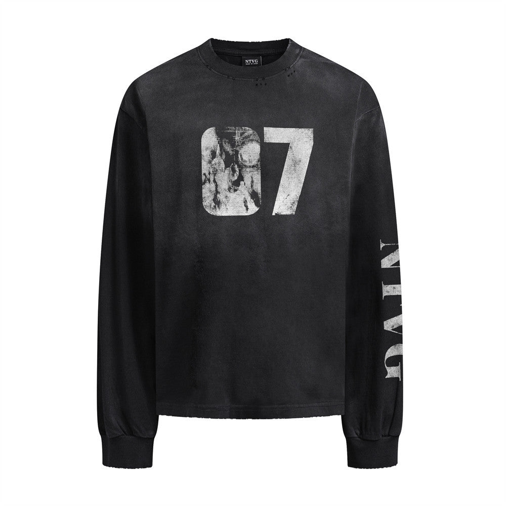 Men's Retro Lettering Print Long-Sleeved T-Shirt