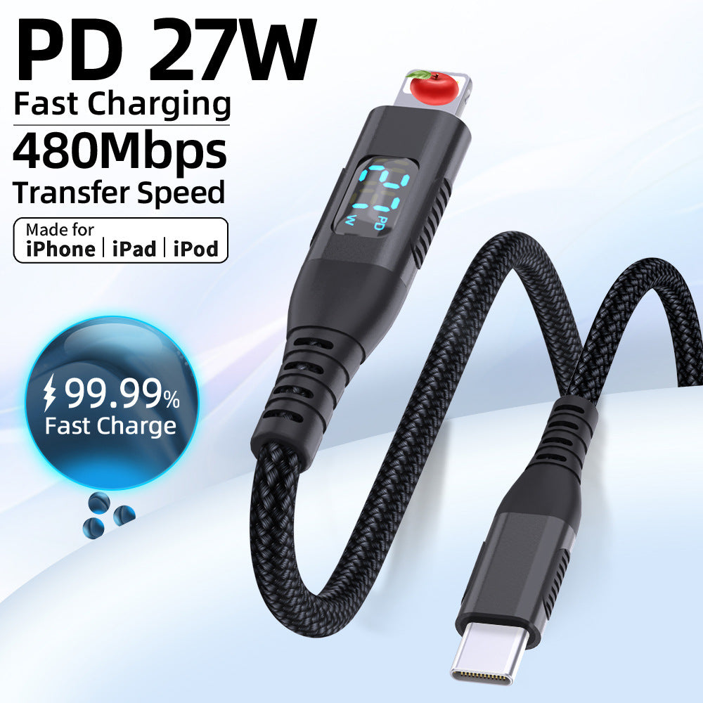 Type-C to Lightning Fast Charging Cable with Digital Display