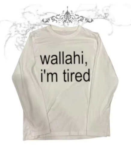 Round Neck Long Sleeve Cotton T-Shirt with Print