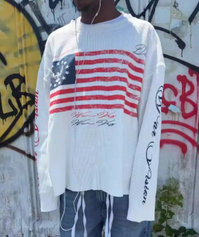 Round Neck Long Sleeve Cotton T-Shirt with Print