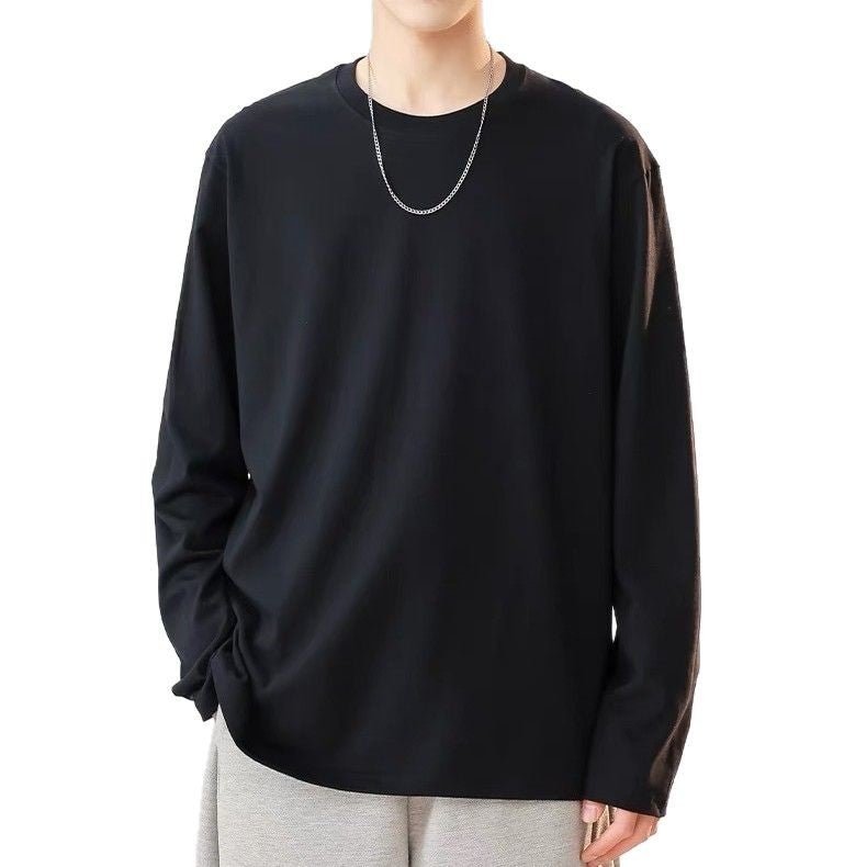Heavyweight Cotton Long Sleeve T-Shirt Men's Loose Fit Crewneck Top