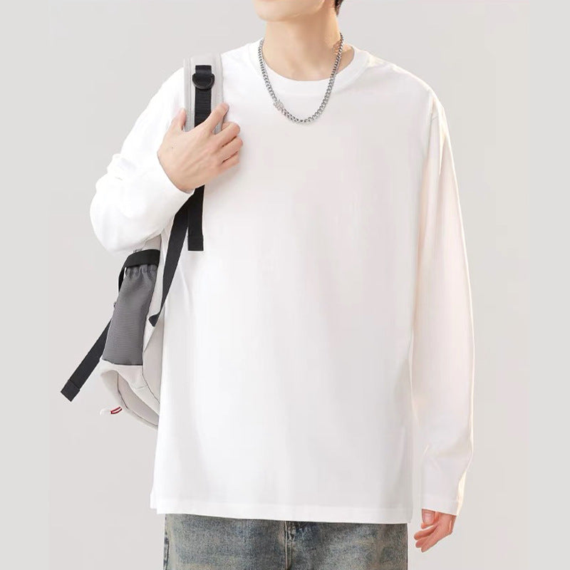 Heavyweight Cotton Long Sleeve T-Shirt Men's Loose Fit Crewneck Top