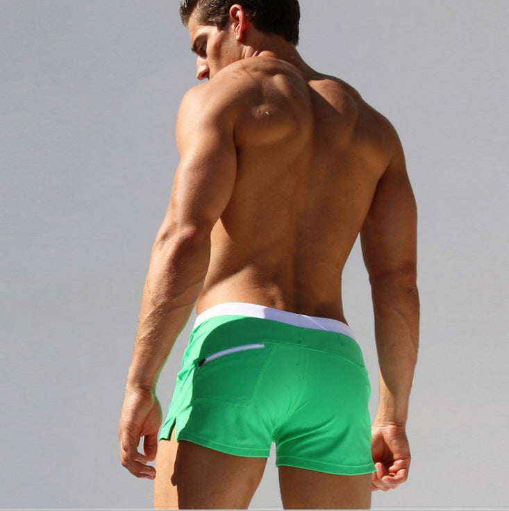 Men's boxer-style beach shorts and swim trunks