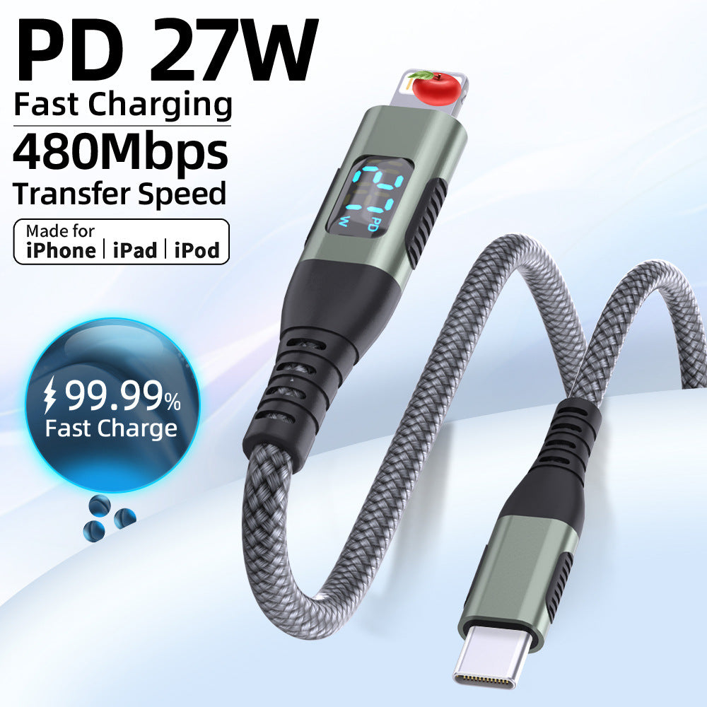 Type-C to Lightning Fast Charging Cable with Digital Display