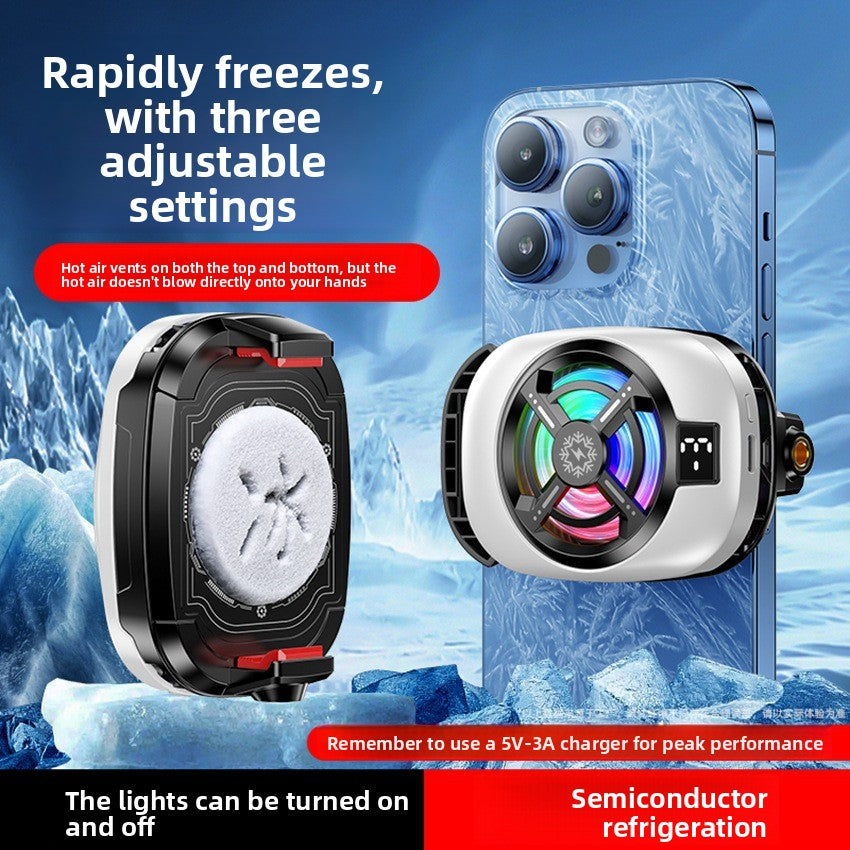 Semiconductor Phone Cooler with Digital Display and RGB Lighting