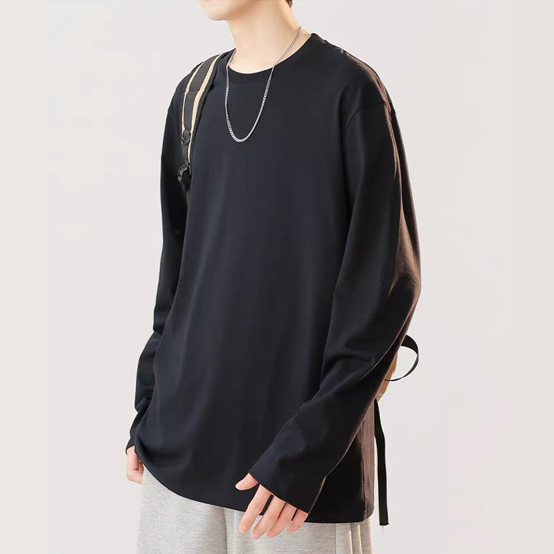 Heavyweight Cotton Long Sleeve T-Shirt Men's Loose Fit Crewneck Top