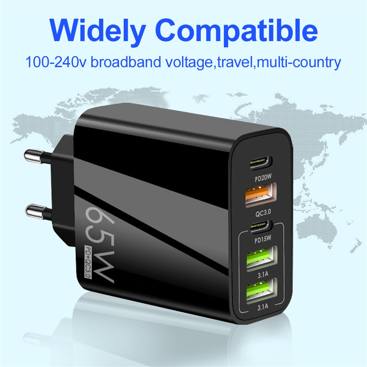 Fast Charger with 4A Type-C and 3USB Ports