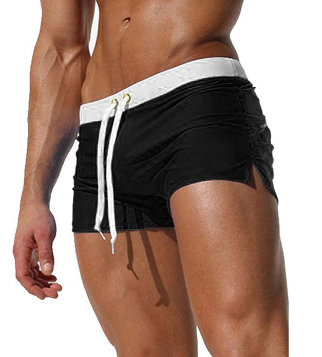 Men's boxer-style beach shorts and swim trunks