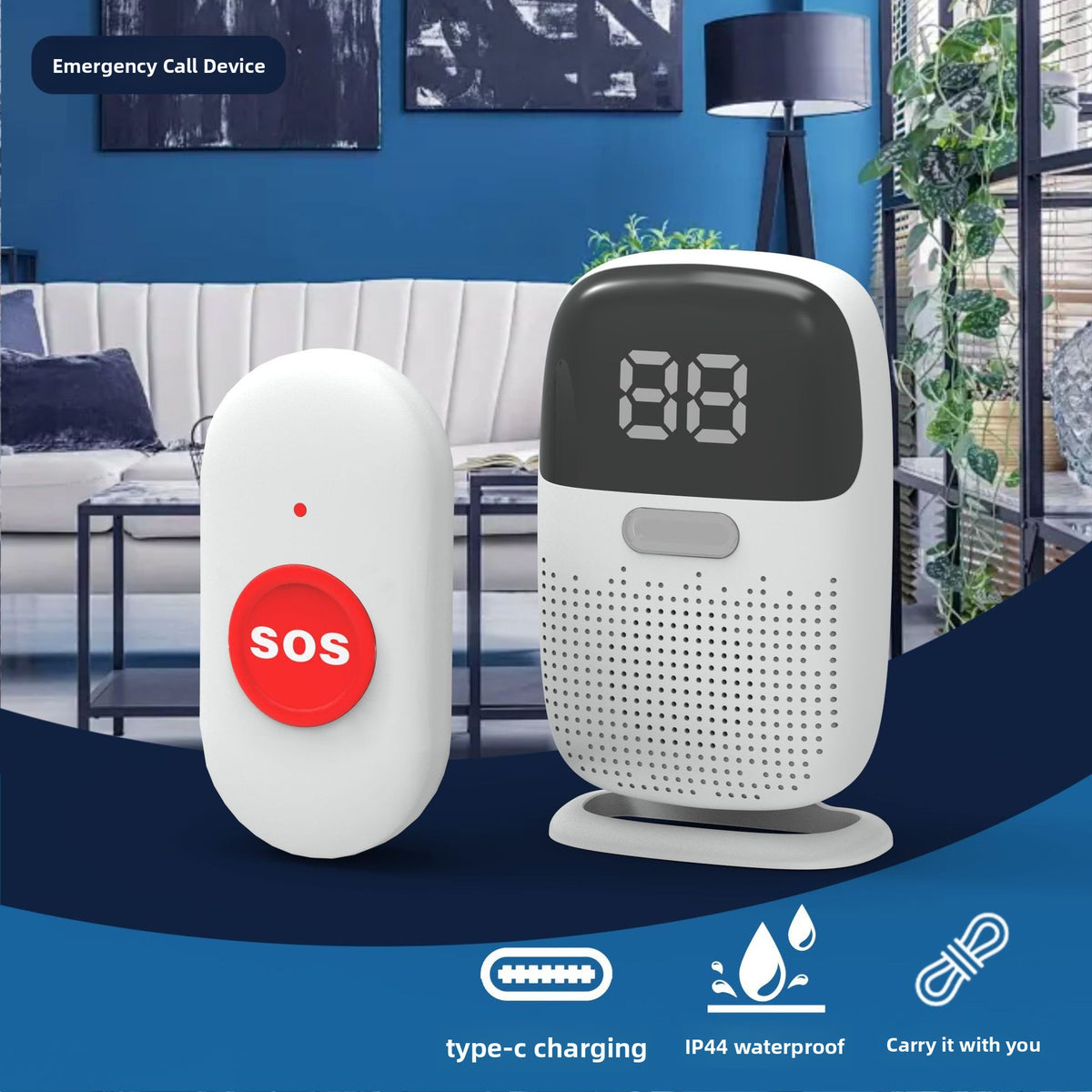 Wireless Flash Vibration Doorbell with Pager