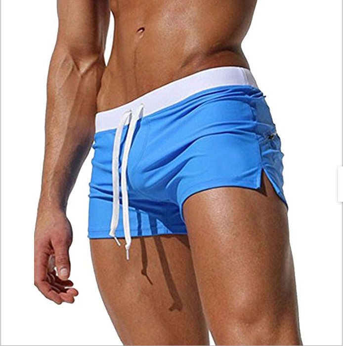 Men's boxer-style beach shorts and swim trunks
